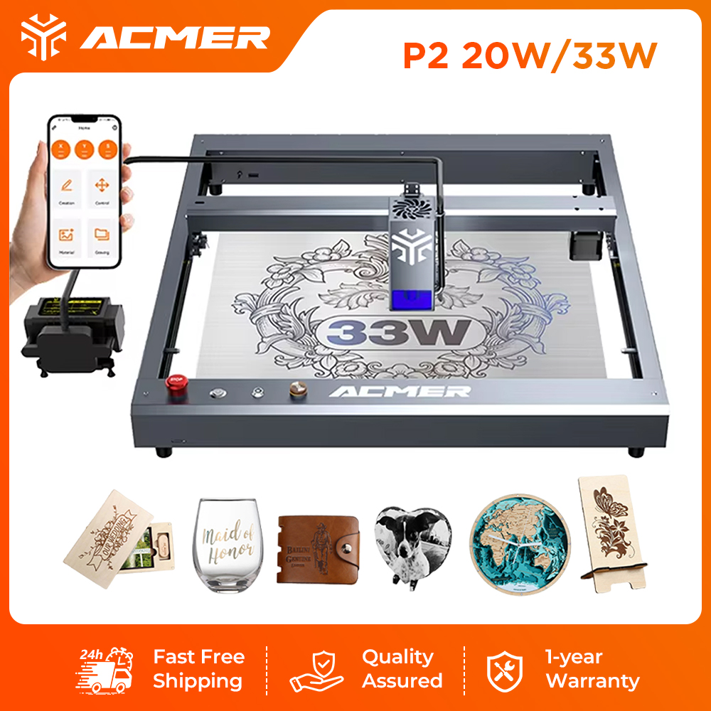 Industrial Laser Cutting Machine - ACMER P2 33W レーザー彫刻・切断機 高出力CNC WiFiモジュール