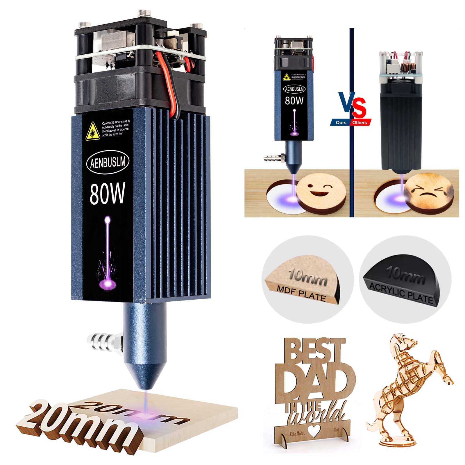 Metal Laser Cutter Head - AENBUSLM 40 ワット 80 ワットレーザー彫刻ヘッド青色光レーザーモジュール 450nm