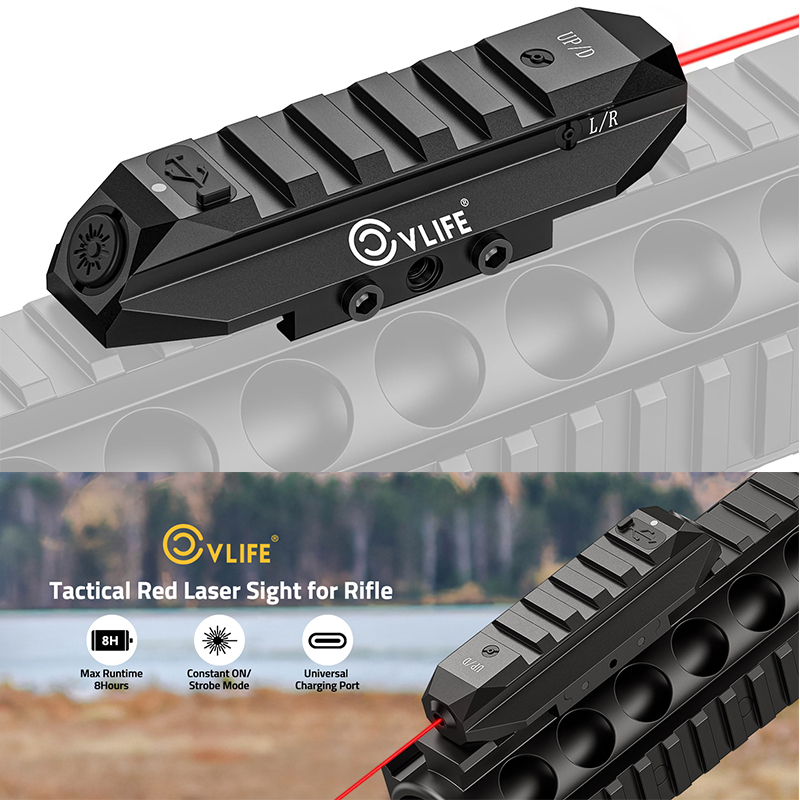 Industrial Laser Pointer - CVLIFE REDレーザー視力戦術的なロープロファイルライフル視力充電充電可能なPicatinny Railのストロボモード追加RAI DESIGH