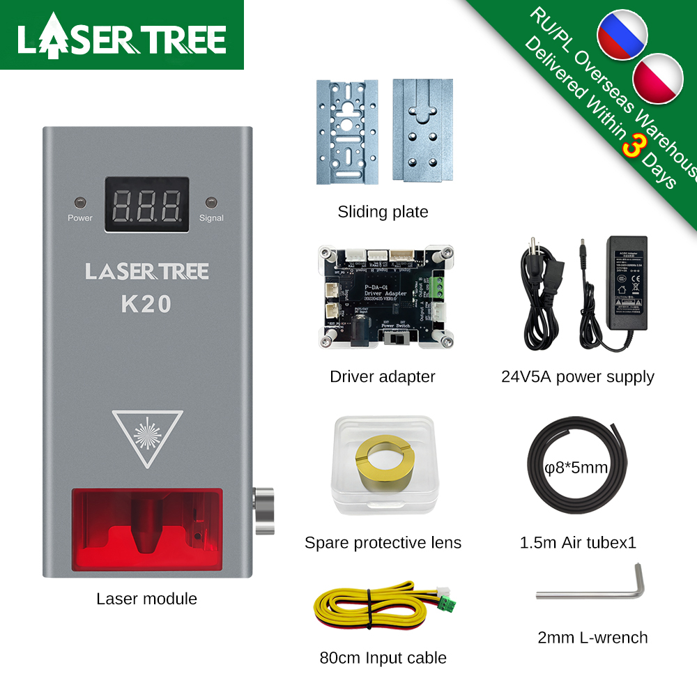 Metal Laser Cutter Head - レーザー光電源レーザーヘッド、青色光ttlレーザーモジュール、CNC彫刻機、木材切断、DIYツール、20w、10w、5w、450nm