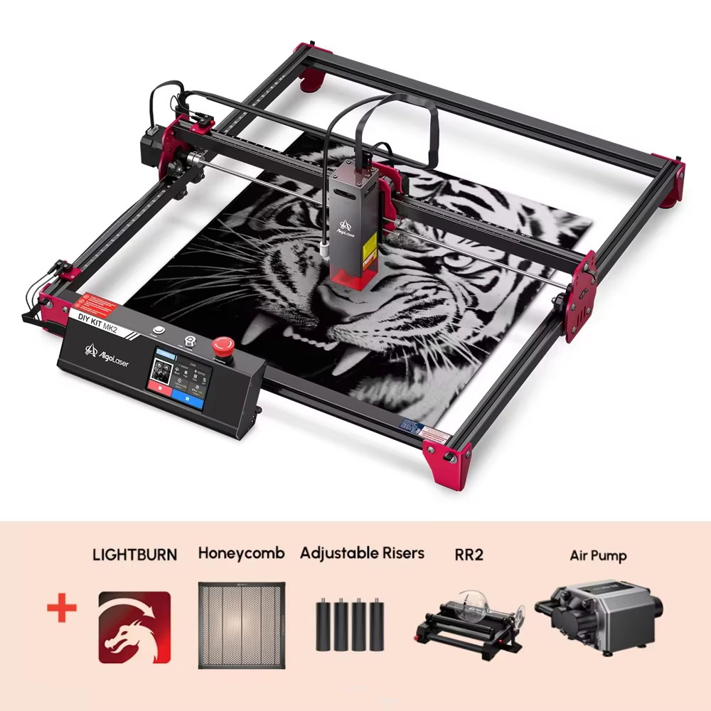 Industrial Laser Cutting Machine - Algolaser DIYキットMK2 40*43cm CNCレーザーカッター彫刻機 エアアシスト WiFiテーブル