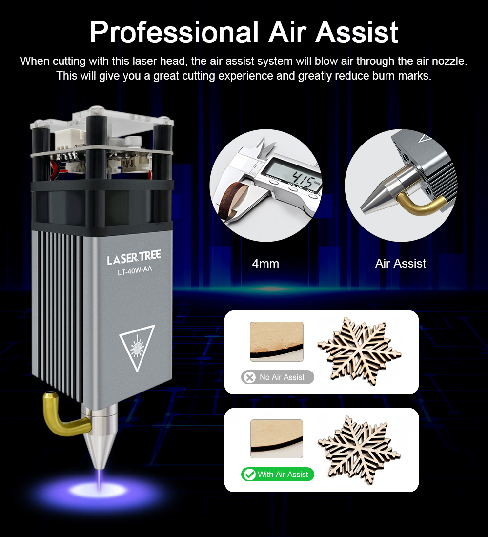 レーザーツリー レーザーモジュール 4W 5W 10W 光出 - Metal Laser Cutter Head のレビューと価格