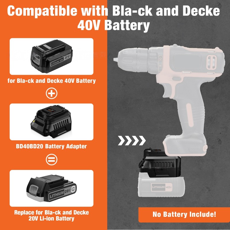 HAKSINKY ツールバッテリーアダプター BD40BD2 - Black+Decker Tool Cordless のレビューと価格