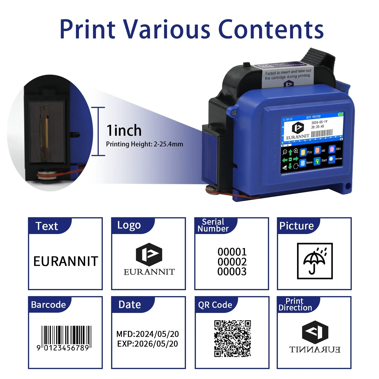 Eurannit-ポータブルミニハンドヘルドインクジェットプ - Industrial Laser Printing Machine のレビューと価格