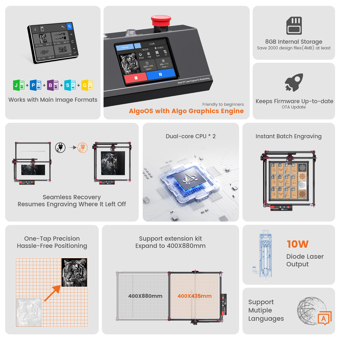 AlgoLaser DIYキット MK2 10Wレーザー彫刻 - Industrial Laser Cutting Machine のレビューと価格